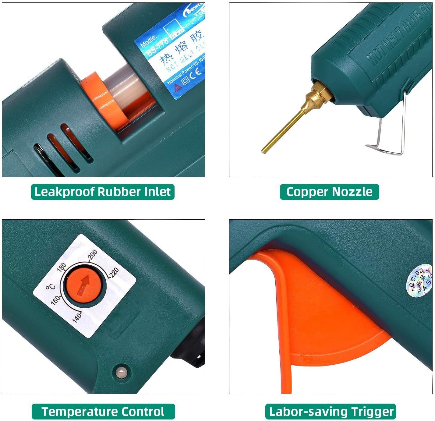 Full Size Hot Glue Gun, 150 Watts with 6 Copper Nozzles Temperature Adjustable Craft Repair Tool Professional Melting Glue Gun DIY Thermo Tool Include 5Pcs Highly Viscous Glue Sticks Luxury Set