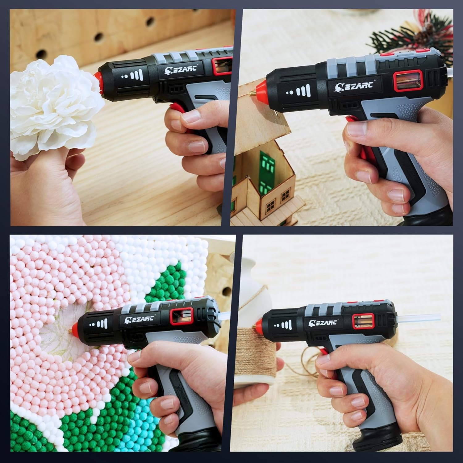 Cordless Hot Glue Gun with 30 Pcs Mini Glue Sticks, 15S Heating Fast Mini Glue Gun Kit, Smart Power-Off, 2500 Mah Rechargeable Battery, DIY, Crafts, Decorations, Home Repairs, Gray
