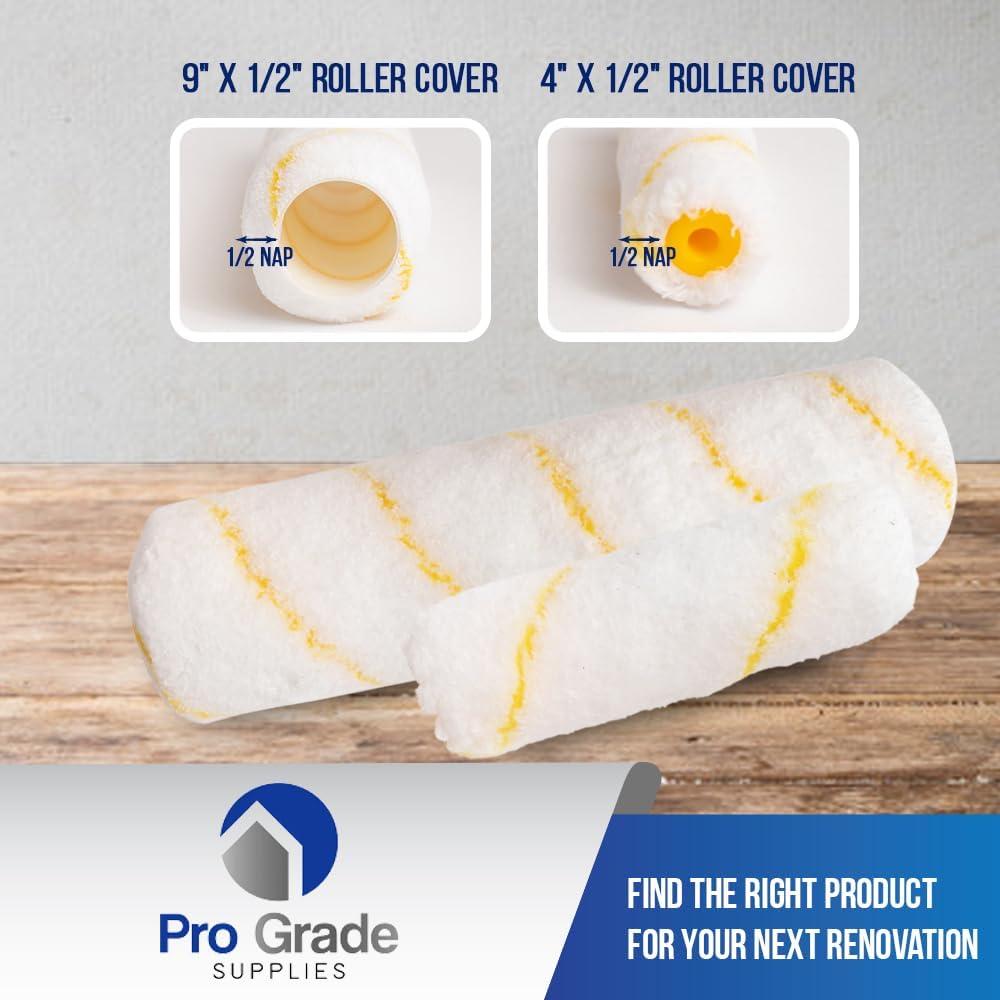 Paint Roller Kit, Brush & Roller,10 Piece Set, Wall Painting Naps for Professionals & Homeowners - All Paints & Stains, Washable, Reusable, Easy to Clean, Superior Absorbency.