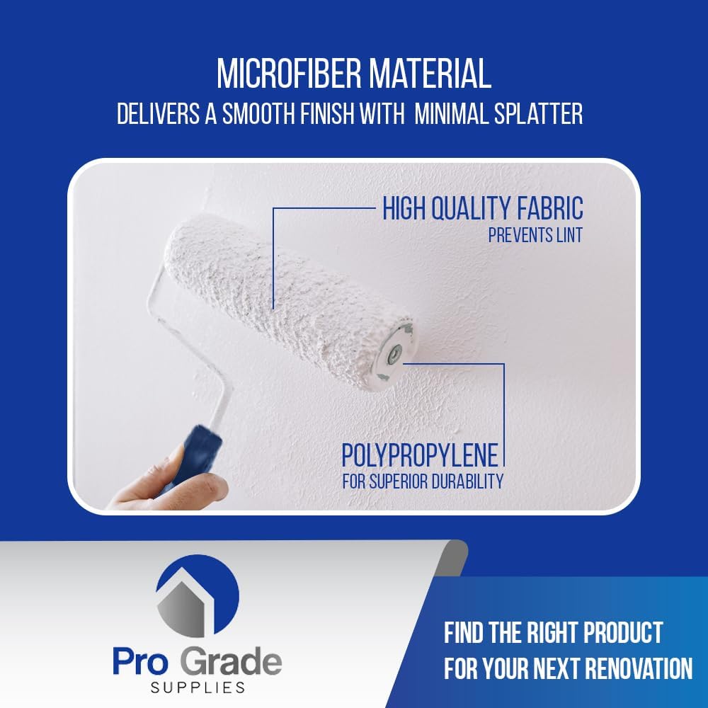 Paint Roller Kit, Brush & Roller,10 Piece Set, Wall Painting Naps for Professionals & Homeowners - All Paints & Stains, Washable, Reusable, Easy to Clean, Superior Absorbency.