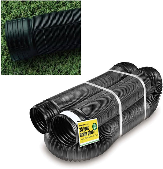 Perforated Corrugated Expandable Flexible Landscape Drain Pipe, 4-In. by 25-Ft.