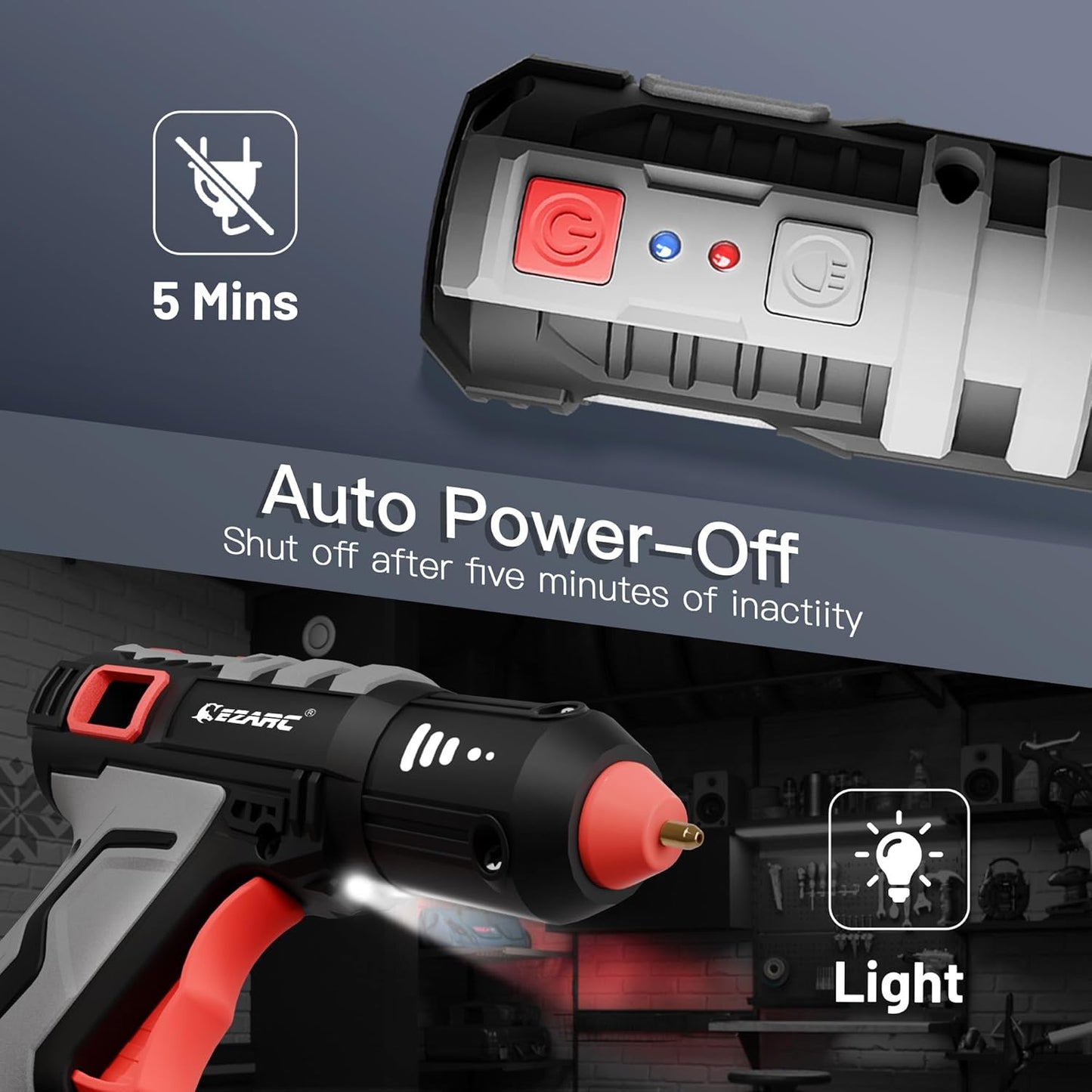 Cordless Hot Glue Gun with 30 Pcs Mini Glue Sticks, 15S Heating Fast Mini Glue Gun Kit, Smart Power-Off, 2500 Mah Rechargeable Battery, DIY, Crafts, Decorations, Home Repairs, Gray