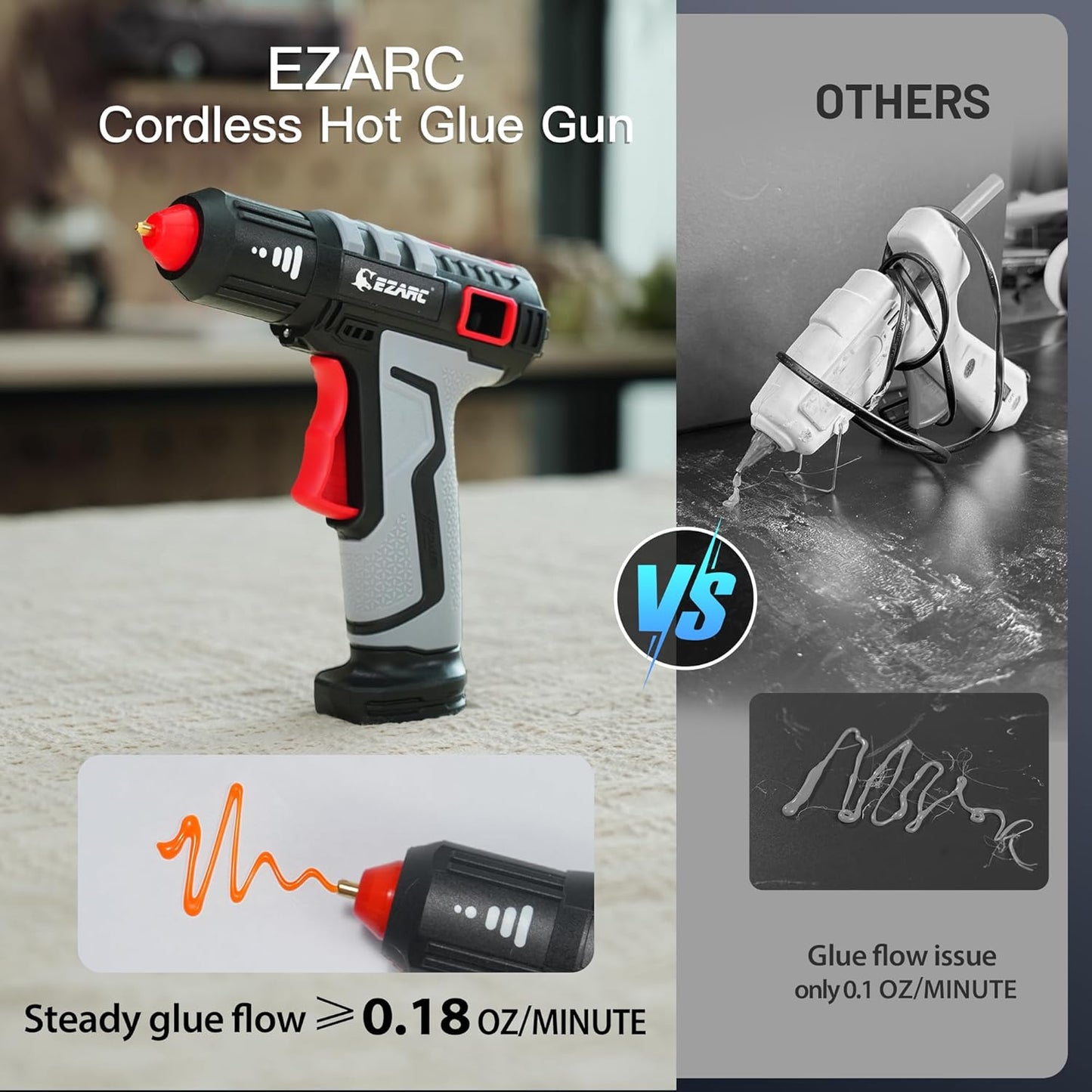 Cordless Hot Glue Gun with 30 Pcs Mini Glue Sticks, 15S Heating Fast Mini Glue Gun Kit, Smart Power-Off, 2500 Mah Rechargeable Battery, DIY, Crafts, Decorations, Home Repairs, Gray