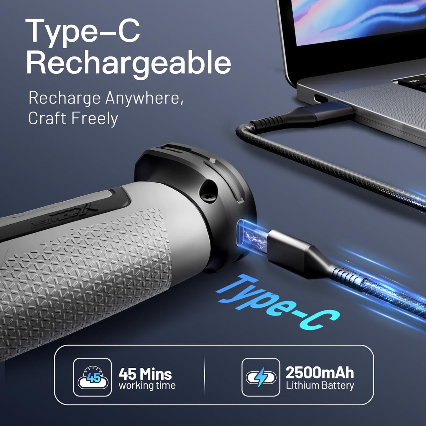 Cordless Hot Glue Gun with 30 Pcs Mini Glue Sticks, 15S Heating Fast Mini Glue Gun Kit, Smart Power-Off, 2500 Mah Rechargeable Battery, DIY, Crafts, Decorations, Home Repairs, Gray