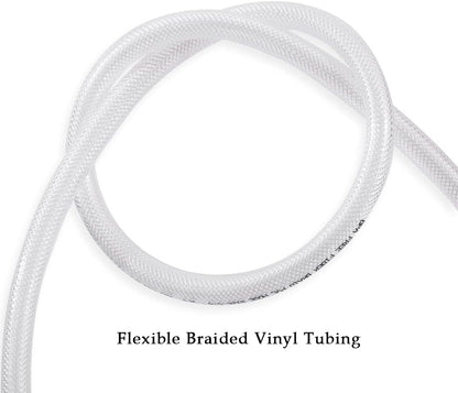 5/8" ID × 50 Ft Heavy Duty Braided Clear Plastic Vinyl Tubing, Flexible High Pressure Reinforced PVC Vinyl Tube Hose, Non-Toxic, BPA Free