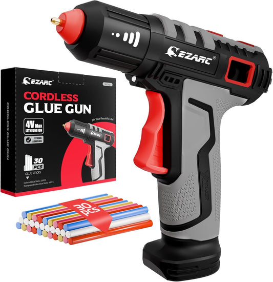 Cordless Hot Glue Gun with 30 Pcs Mini Glue Sticks, 15S Heating Fast Mini Glue Gun Kit, Smart Power-Off, 2500 Mah Rechargeable Battery, DIY, Crafts, Decorations, Home Repairs, Gray