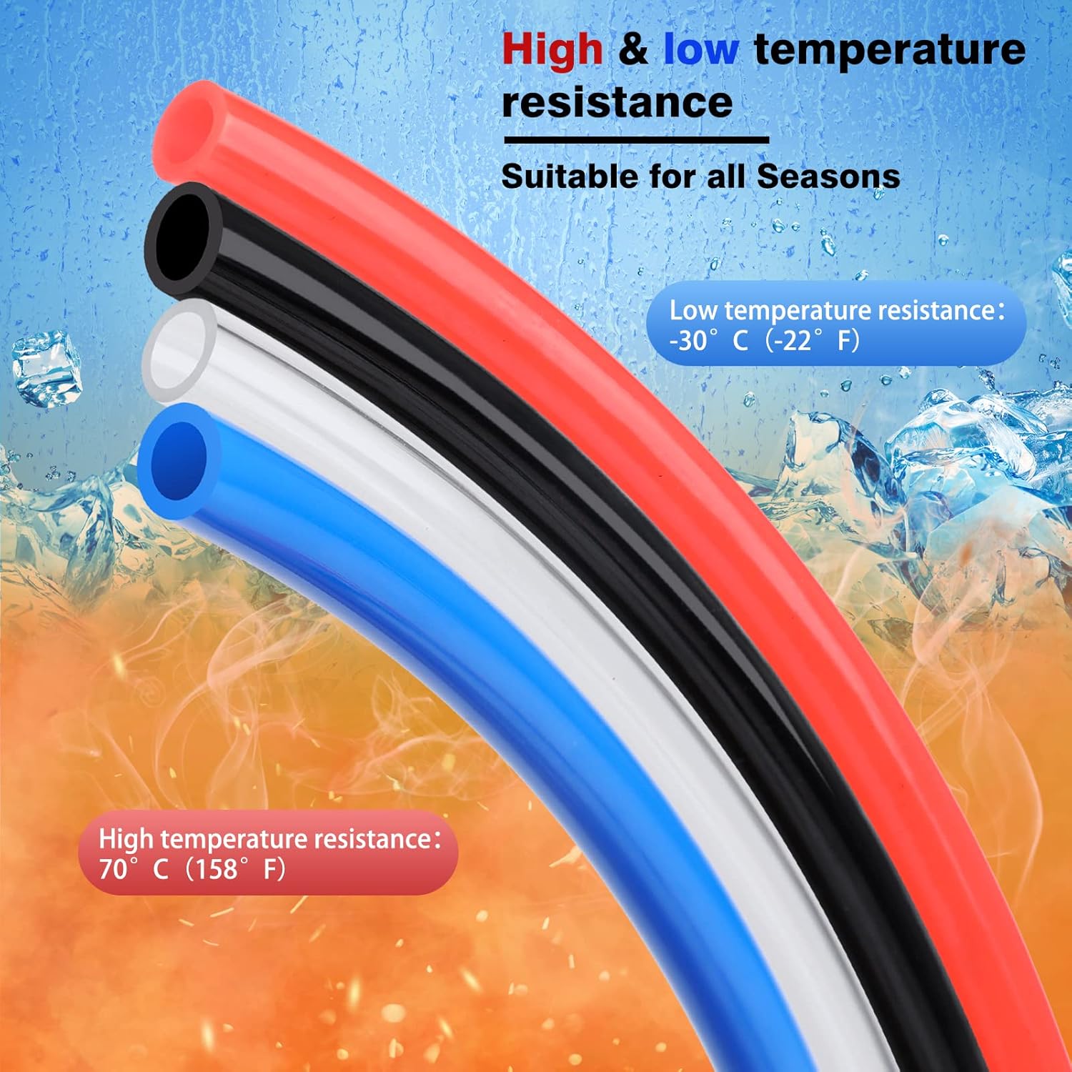 Pneumatic Tubing Pipe Pu Hose,Black 8Mm OD X 5Mm ID 100 Meters(328 FT) PU Air Hose Line Tube for Air Compressor Transfer