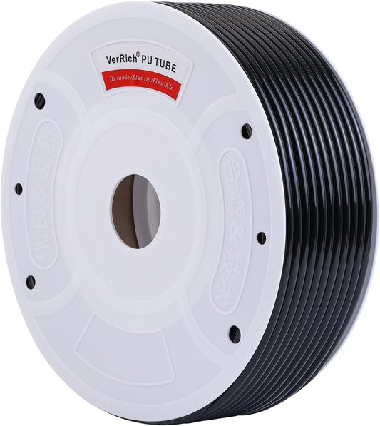 Pneumatic Tubing Pipe Pu Hose,Black 8Mm OD X 5Mm ID 100 Meters(328 FT) PU Air Hose Line Tube for Air Compressor Transfer