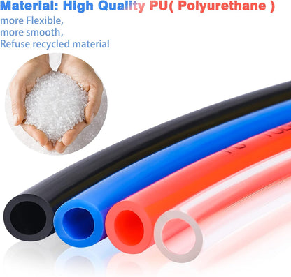 Pneumatic Tubing Pipe Pu Hose,Black 8Mm OD X 5Mm ID 100 Meters(328 FT) PU Air Hose Line Tube for Air Compressor Transfer