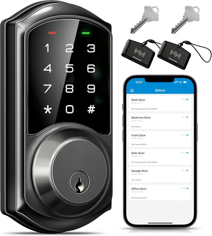 VE06 Smart Deadbolt with App Control, Keyless Entry Smart Lock for Front Door, Electronic Digital Door Lock with Code, Easy Install, Matte Black