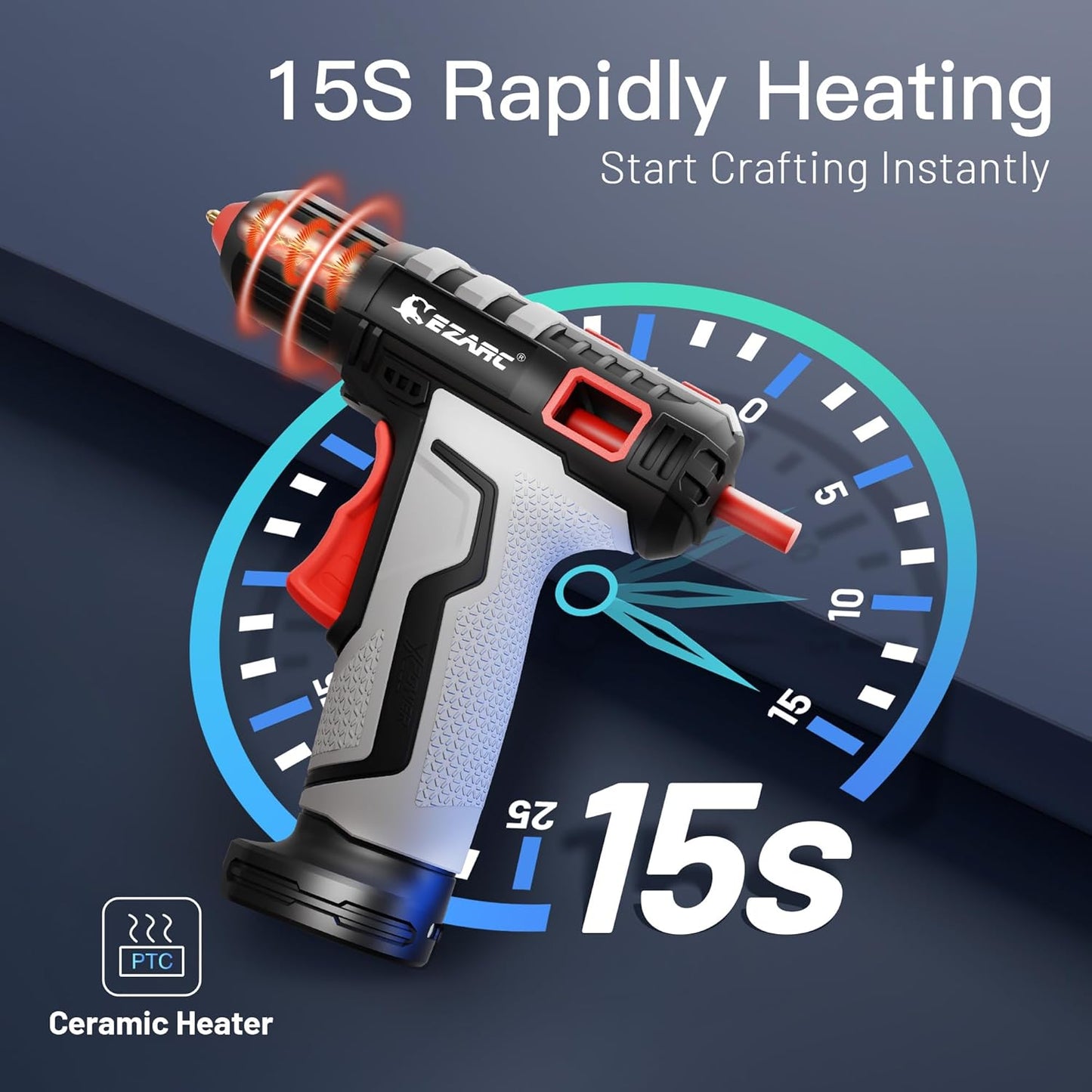 Cordless Hot Glue Gun with 30 Pcs Mini Glue Sticks, 15S Heating Fast Mini Glue Gun Kit, Smart Power-Off, 2500 Mah Rechargeable Battery, DIY, Crafts, Decorations, Home Repairs, Gray