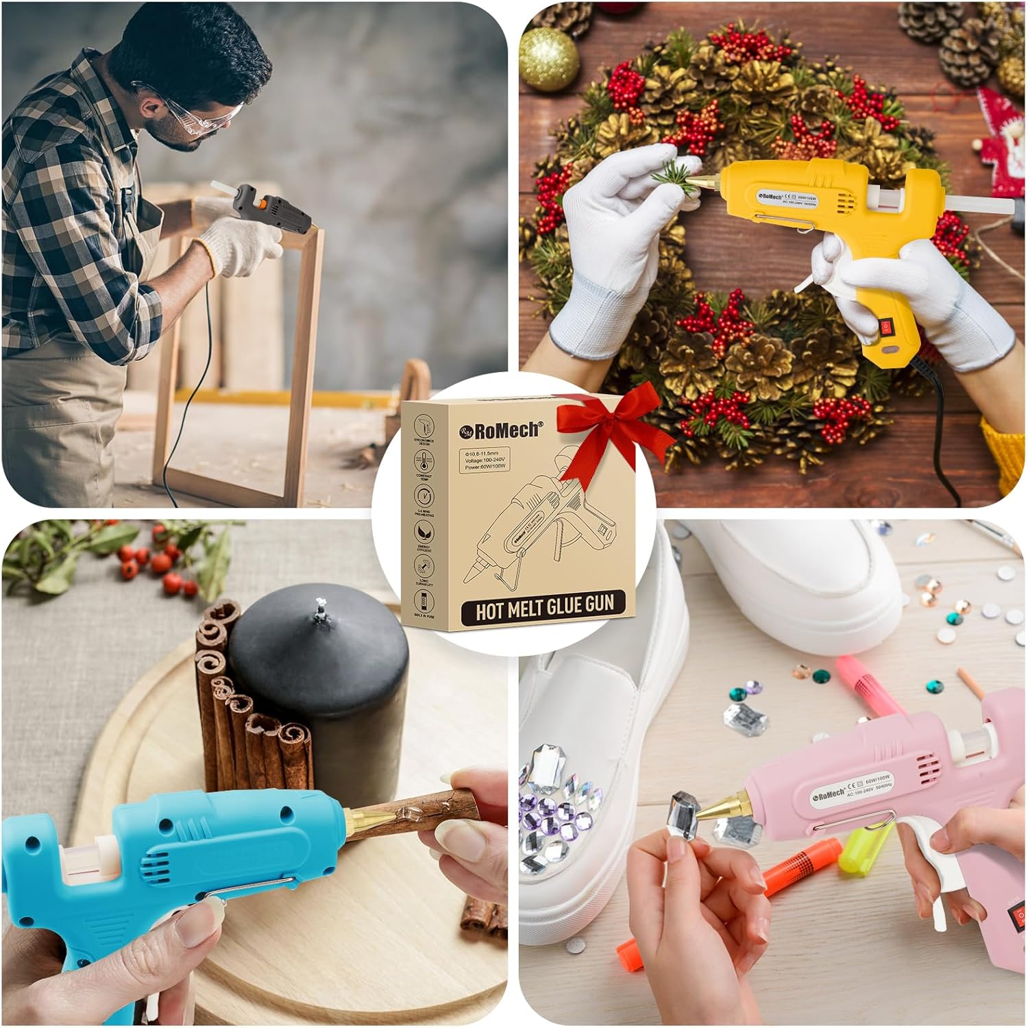 Full Size Hot Glue Gun with 60/100W Dual Power and 21 Hot Glue Sticks (7/16"), Fast Preheating Heavy Duty Industrial Gluegun with Storage Case for Crafting, DIY and Repairs (Gray)