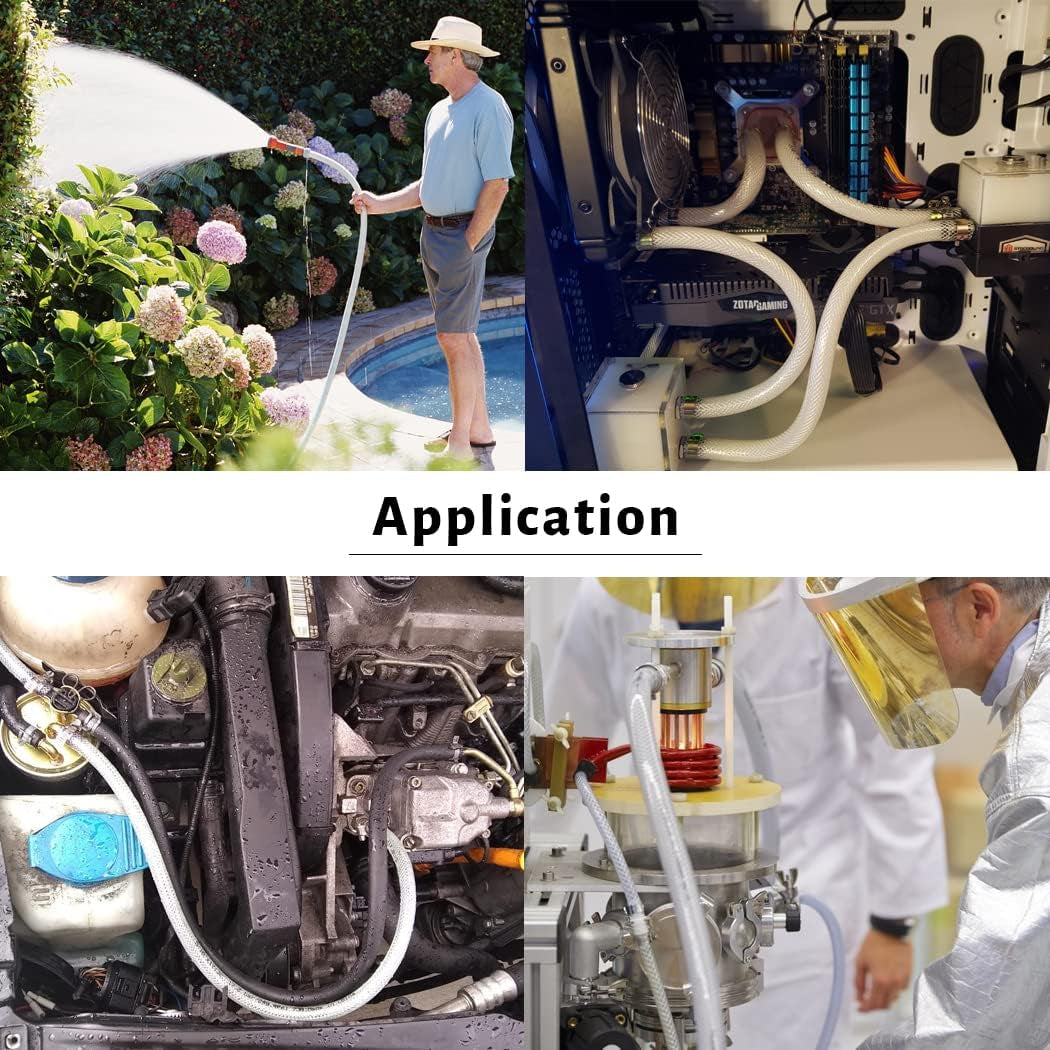 5/8" ID × 50 Ft Heavy Duty Braided Clear Plastic Vinyl Tubing, Flexible High Pressure Reinforced PVC Vinyl Tube Hose, Non-Toxic, BPA Free