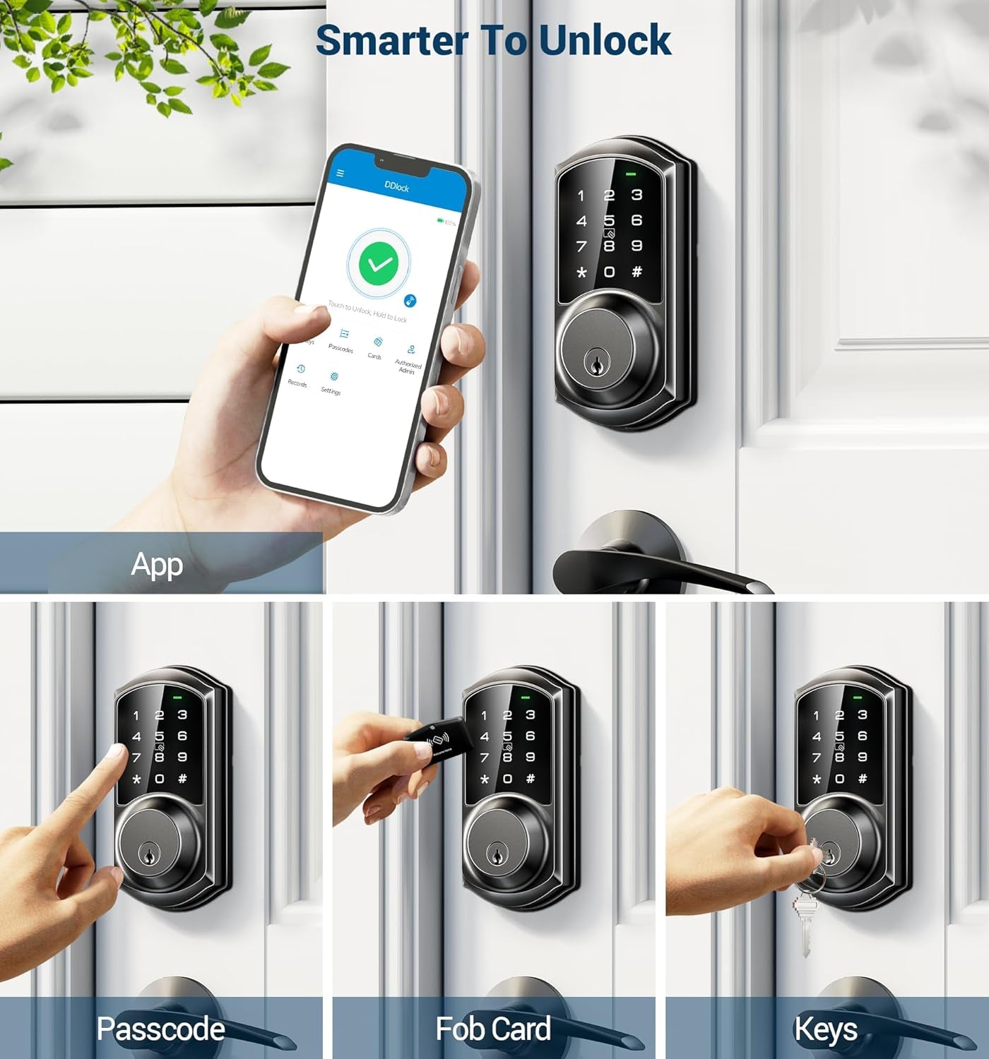 VE06 Smart Deadbolt with App Control, Keyless Entry Smart Lock for Front Door, Electronic Digital Door Lock with Code, Easy Install, Matte Black