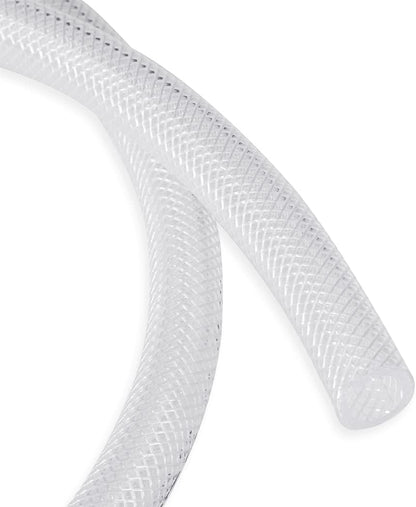 5/8" ID × 50 Ft Heavy Duty Braided Clear Plastic Vinyl Tubing, Flexible High Pressure Reinforced PVC Vinyl Tube Hose, Non-Toxic, BPA Free
