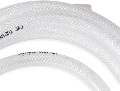 5/8" ID × 50 Ft Heavy Duty Braided Clear Plastic Vinyl Tubing, Flexible High Pressure Reinforced PVC Vinyl Tube Hose, Non-Toxic, BPA Free